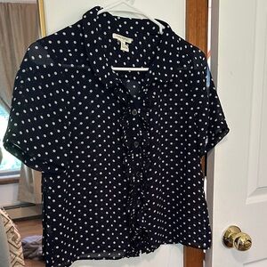 Forever 21 Navy Polka Dot Button Down Shirt